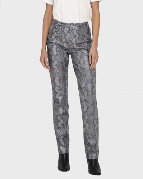 ONLY WOMEN'S FAUX LEATHER SNAKE PRINT TROUSERS - 15328138 