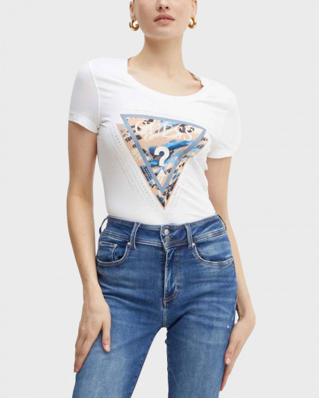 GUESS SS CN LEO TRIANGLE WOMEN'S T-SHIRT - W4YI15J1314