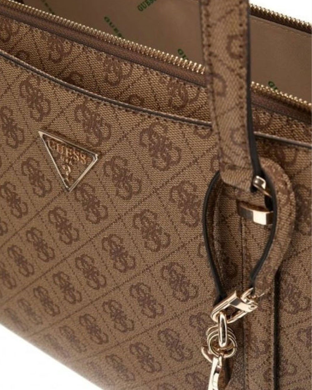 GUESS Sac à épaule Eco Erica Elite Tote Bag Brown Logo Marron foncé
