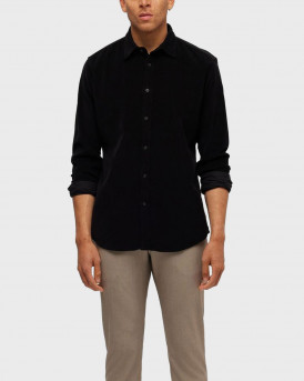 SELECTED MEN'S CORDUROY SHIRT REGULAR FIT - 16090182 - BLACK