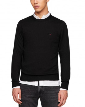 TOMMY HILFIGER ΑΝΔΡΙΚΗ ΜΠΛΟΥΖΑ ΠΛΕΚΤΗ ΚΑΝΟΝΙΚΗ ΓΡΑΜΜΗ - MW0MW28046 - ΜΑΥΡΟ