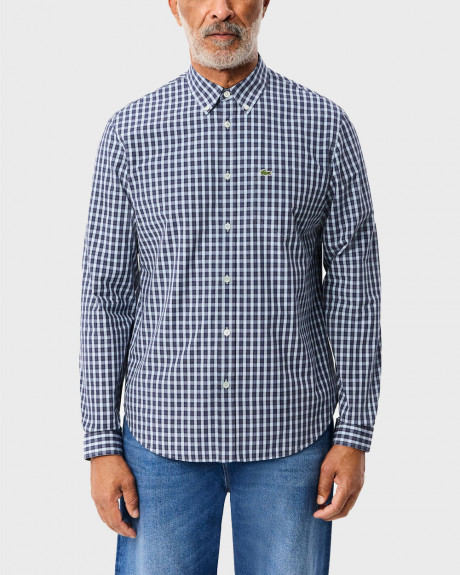 LACOSTE MEN'S PLAID POPLIN SHIRT - CH6981