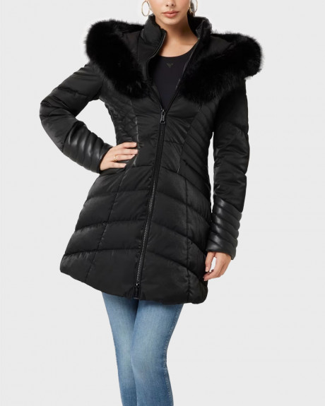 GUESS OXANA WOMEN'S LONG PUFFER HOODED JACKET - W4BL61WGLZ0                        