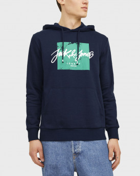 JACK & JONES ΑΝΔΡΙΚΟ ΦΟΥΤΕΡ ΜΕ ΚΟΥΚΟΥΛΑ - 12256807 - ΜΠΛΕ