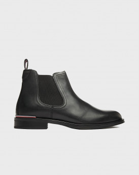 TOMMY HILFIGER ΑΝΔΡΙΚΑ ΔΕΡΜΑΤΙΝΑ CHELSEA ΜΠΟΤΑΚΙΑ - FM0FM04806 - ΜΑΥΡΟ