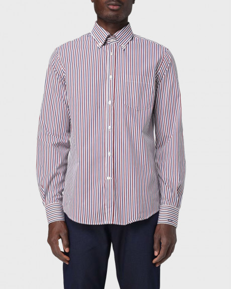PAUL & SHARK MEN'S STRIPED POPLIN SHIRT - 14313008R