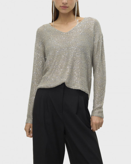 VERO MODA ΓΥΝΑΙΚΕΙO ΠΟΥΛΟΒΕΡ V ΛΑΙΜΟΣ ΜΕ ΠΑΓΙΕΤΕΣ - 10318223