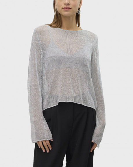 VERO MODA ΓΥΝΑΙΚΕΙΑ ΠΛΕΚΤΗ ΜΠΛΟΥΖΑ SEE-THROUGH - 10318910