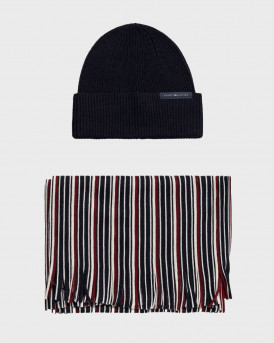 TOMMY HILFIGER ΣΕΤ ΔΩΡΟΥ ΜΑΛΛΙΝΟ ΚΑΣΚΟΛ & ΣΚΟΥΦΟΣ - ΑΜ0ΑΜ12939 - ΜΠΛΕ