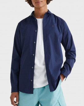 TOMMY JEANS MEN'S POPLIN SLIM FIT SHIRT - DM0DM04405 - BLUE