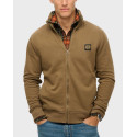 D2 OVIN CONTRAST STITCH TRACK MEN'S ZIP CARDIGAN - M2013958A - BROWN