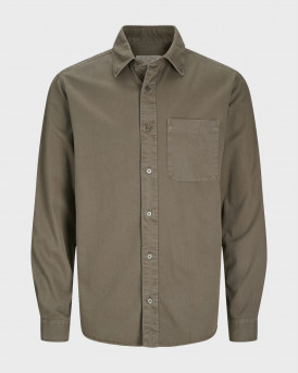 JACK & JONES MEN'S TWILL SHIRT - 12265753 - BROWN