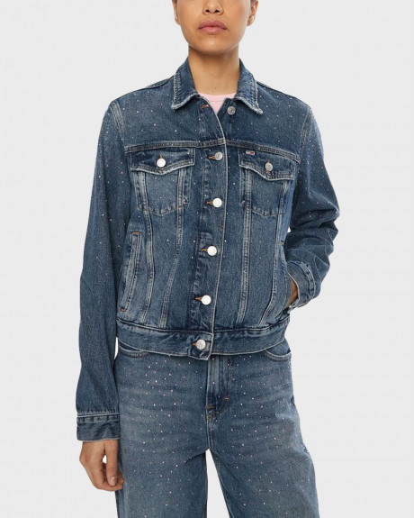 TOMMY JEANS WOMEN'S DENIM JACKET WITH RHINESTONES - DW0DW19781