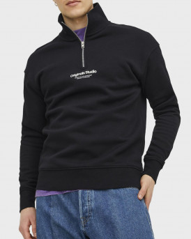 JACK & JONES ΑΝΔΡΙΚΟ ΦΟΥΤΕΡ HALF-ZIP - 12241777 - ΜΑΥΡΟ