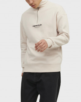 JACK & JONES ΑΝΔΡΙΚΟ ΦΟΥΤΕΡ HALF-ZIP - 12241777 - ΜΠΕΖ