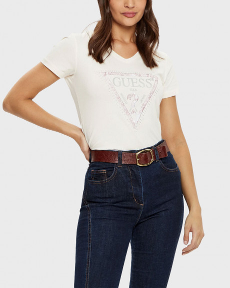 GUESS WOMEN'S V-NECK T-SHIRT - W5RI21J1314