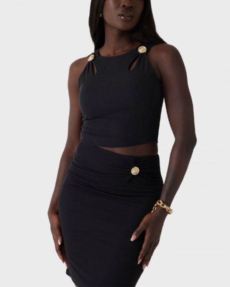 GUESS ZAMA ΓΥΝΑΙΚΕΙΟ CROP TOP ΜΕ CUT-OUT ΛΕΠΤΟΜΕΡΕΙΕΣ  - W5RP13KAQL2