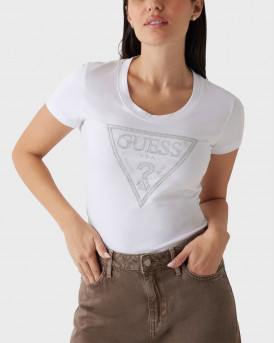 GUESS ΓΥΝΑΙΚΕΙΑ ΚΟΝΤΟΜΑΝΙΚΗ ΜΠΛΟΥΖΑ - W5RI11J1314  - ΑΣΠΡΟ