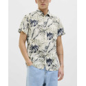 JACK & JONES MEN'S FLORAL SHORT-SLEEVED SHIRT - 12269137 - ECRU