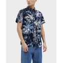 JACK & JONES MEN'S FLORAL SHORT-SLEEVED SHIRT - 12269137 - ECRU