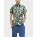 JACK & JONES MEN'S FLORAL SHORT-SLEEVED SHIRT - 12269137 - ECRU