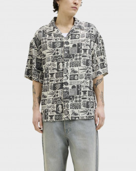 JACK & JONES MEN'S SHORT-SLEEVED SHIRT - 12269199 - BLACK