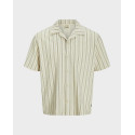 JACK & JONES MEN'S STIPED SHORT-SLEEVED SHIRT - 12275085 - ECRU