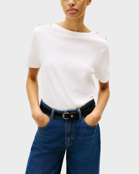 TOMMY HILFIGER ΓΥΝΑΙΚΕΙΑ ΚΟΝΤΟΜΑΝΙΚΗ ΜΠΛΟΥΖΑ ΜΕ BOAT ΛΑΙΜΟΚΟΨΗ - WW0WW42907