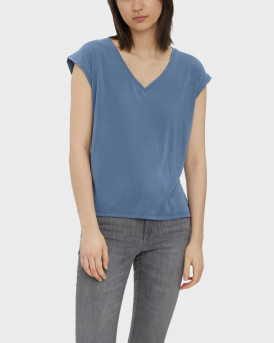 VERO MODA ΓΥΝΑΙΚΕΙΑ ΚΟΝΤΟΜΑΝΙΚΗ ΜΠΛΟΥΖΑ ΜΕ V ΛΑΙΜΟΚΟΨΗ  - 10247666 - ΜΠΛΕ