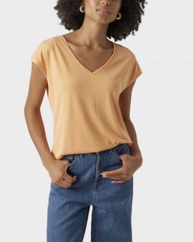 VERO MODA ΓΥΝΑΙΚΕΙΑ ΚΟΝΤΟΜΑΝΙΚΗ ΜΠΛΟΥΖΑ ΜΕ V ΛΑΙΜΟΚΟΨΗ  - 10247666 - ΠΟΡΤΟΚΑΛΙ