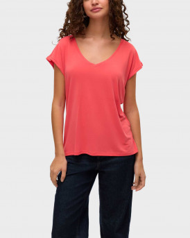 VERO MODA ΓΥΝΑΙΚΕΙΑ ΚΟΝΤΟΜΑΝΙΚΗ ΜΠΛΟΥΖΑ ΜΕ V ΛΑΙΜΟΚΟΨΗ  - 10247666 - ΚΟΡΑΛΛΙ