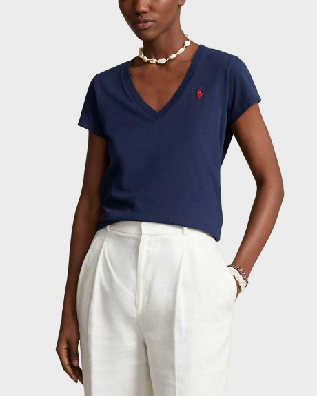 POLO RALPH LAUREN ΓΥΝΑΙΚΕΙΑ ΚΟΝΤΟΜΑΝΙΚΗ ΜΠΛΟΥΖΑ ΜΕ V ΛΑΙΜΟΚΟΨΗ - 211902403002