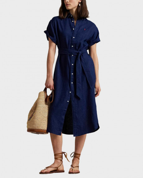 POLO RALPH LAUREN ΓΥΝΑΙΚΕΙΟ ΛΙΝΟ ΚΟΝΤΟΜΑΝΙΚΟ ΣΕΜΙΖΙΕ ΦΟΡΕΜΑ - 211959912001