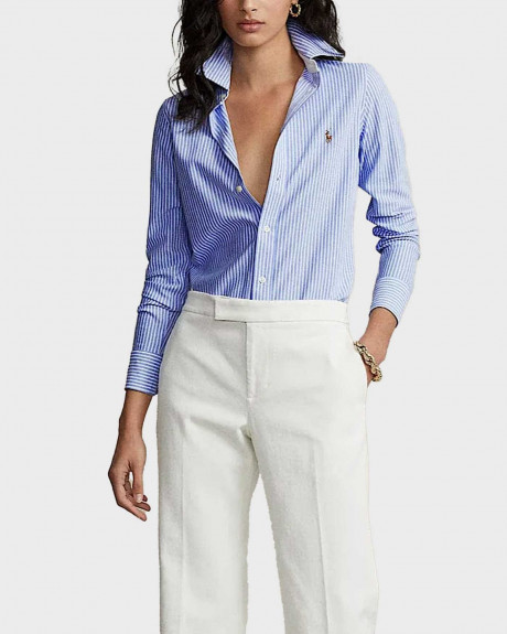 POLO RALPH LAUREN ΓΥΝΑΙΚΕΙΟ ΡΙΓΕ ΠΟΥΚΑΜΙΣΟ ΣΤΕΝΗ ΓΡΑΜΜΗ - 211664416002