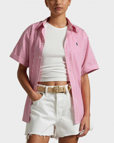 POLO RALPH LAUREN ΓΥΝΑΙΚΕΙΟ ΚΟΝΤΟΜΑΝΙΚΟ OVERSIZED ΡΙΓΕ ΠΟΥΚΑΜΙΣΟ - 211968224002 