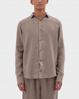 DIRTY LAUNDRY MEN'S LINEN SHIRT - DLMS000134 - BROWN