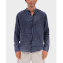 DIRTY LAUNDRY MEN'S LINEN SHIRT WITH MAO COLLAR - DLMS000133 - BLUE