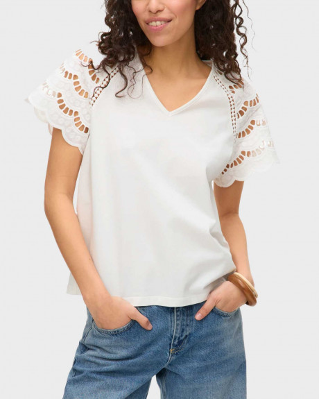 VERO MODA WOMEN'S SHORT SLEEVED V-NECK TOP - 10327083