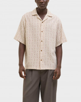 JACK & JONES MEN'S RELAXED FIT SHORT SLEEVED SHIRT - 12273289 - BEIGE