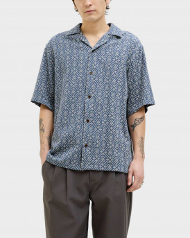 JACK & JONES MEN'S RELAXED FIT SHORT SLEEVED SHIRT - 12273289 - BLUE