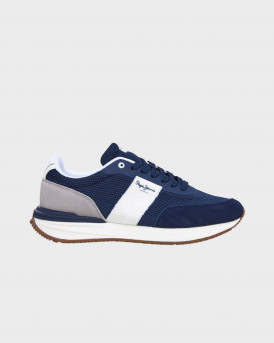 PEPE JEANS BUSTER KNIT ΑΝΔΡΙΚΑ ΔΕΡΜΑΤΙΝΑ SNEAKERS - PMS60039 - ΜΠΛΕ
