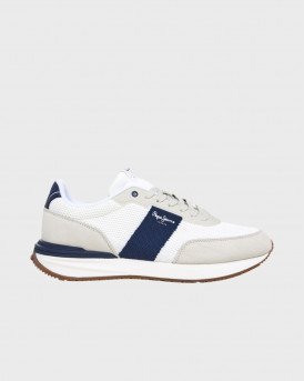 PEPE JEANS BUSTER KNIT ΑΝΔΡΙΚΑ ΔΕΡΜΑΤΙΝΑ SNEAKERS - PMS60039 - ΑΣΠΡΟ
