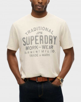 SUPERDRY M D2 OVIN MACHINED GOODS WORKWEAR MEN'S T-SHIRT - M1012204A - ECRU