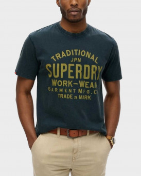 SUPERDRY M D2 OVIN MACHINED GOODS WORKWEAR MEN'S T-SHIRT - M1012204A - BLUE