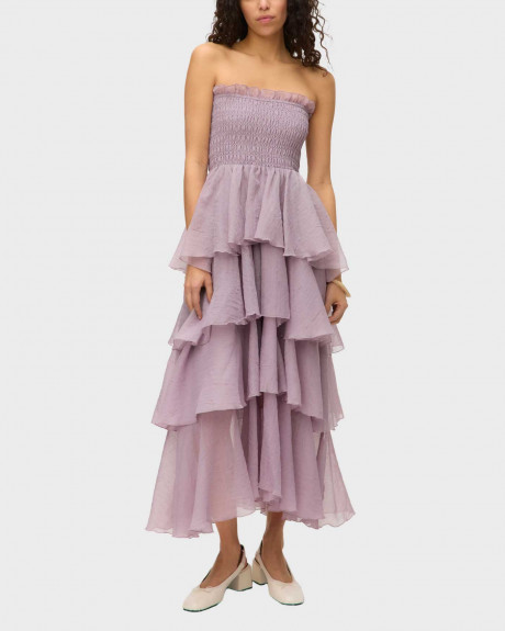 VERO MODA WOMEN'S STRAPLESS DRESS WITH RUFFLES - 10330886