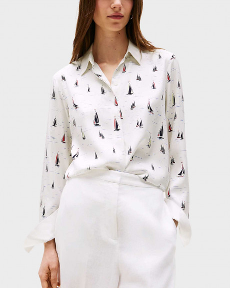 TOMMY HILFIGER WOMEN'S ALL-OVER PRINT SHIRT - WW0WW44036