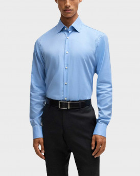 BOSS H-JOE MEN'S SHIRT WITH MICRO-PATTERN - 50489830 - LIGHT BLUE