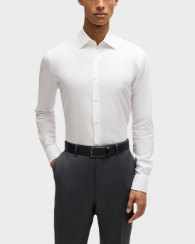 BOSS H-JOE MEN'S SHIRT WITH MICRO-PATTERN - 50489830 - WHITE
