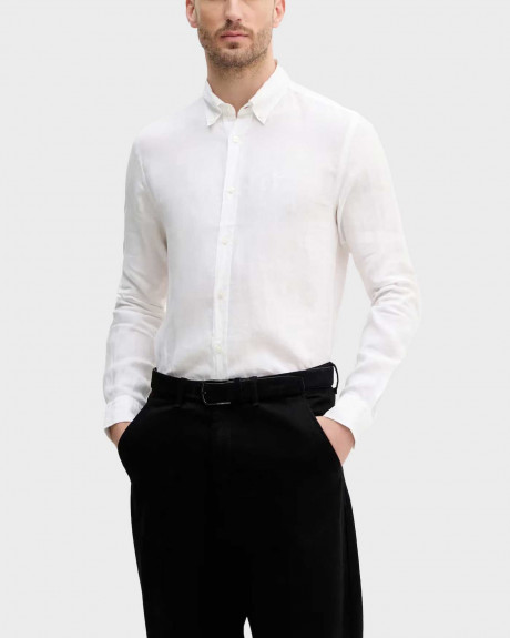 BOSS H-ROAN MEN'S SLIM FIT LINEN SHIRT - 50520283