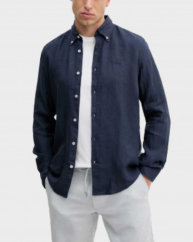 BOSS H-ROAN MEN'S SLIM FIT LINEN SHIRT - 50520283 - BLUE
